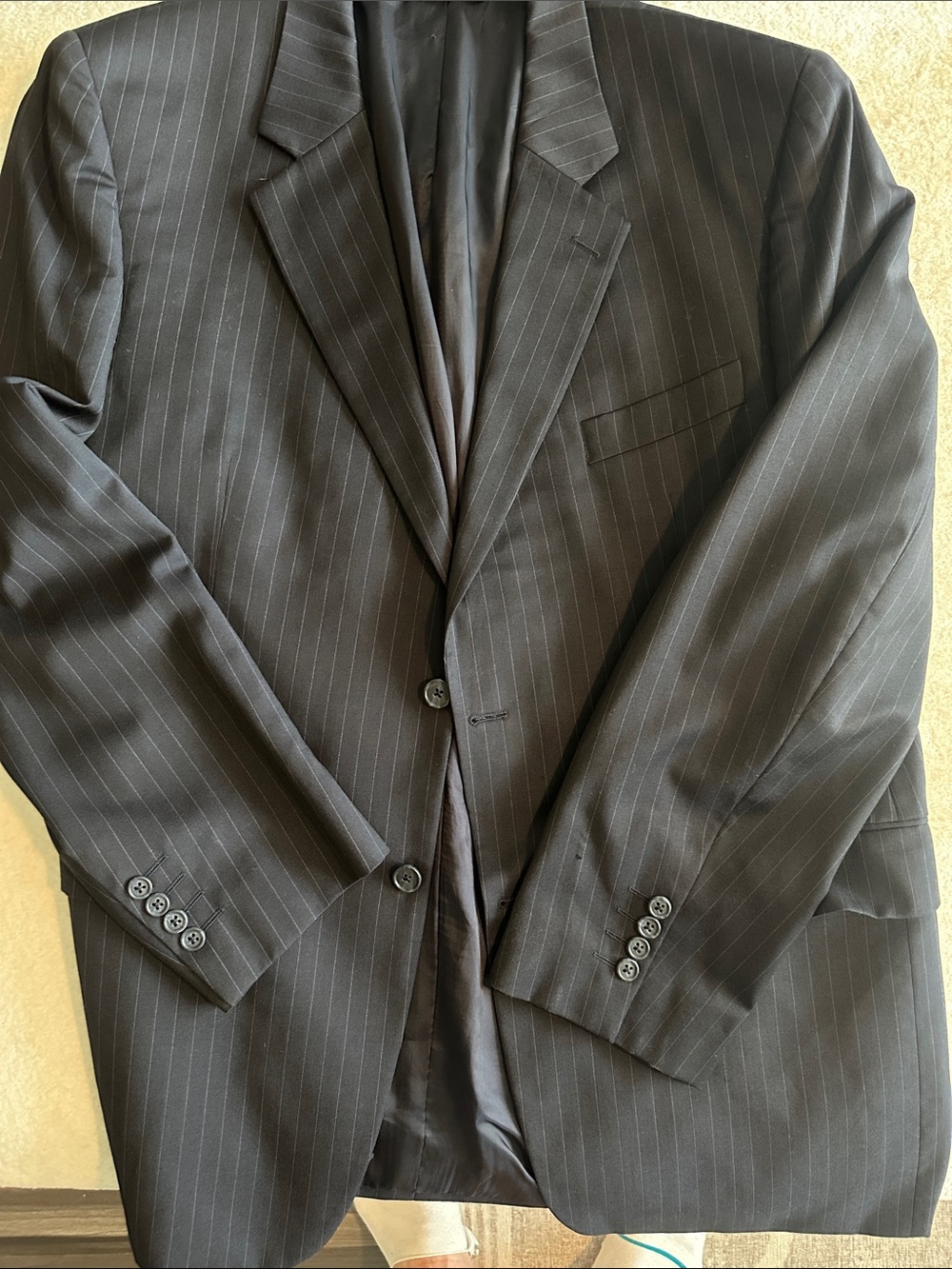 Clearance event: Men's Jack Victor Black Pinstripe Two-Button Suit Jacket